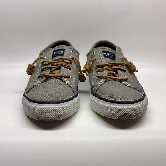 SPERRY Top-Sider 7M Charcoal Gray Women Lace Up Seacoast Canvas Boat Shoe - Picture 3 of 5